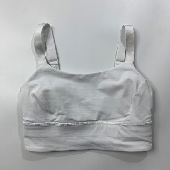 Lululemon Sports Bra Womens 4 White Longline Adjustable Thick Strap Unpadded - Picture 2 of 12